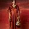 Firenze Feathers Caftan In Rust