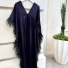 Firenze Feathers Caftan In Black