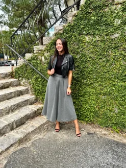 Fleece Midi Skirt In Grey