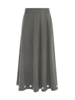 Fleece Midi Skirt In Grey