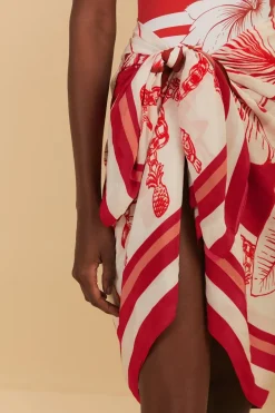 Floral Chains Sarong In Red