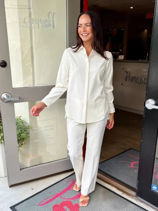 Full Length Straight Leg Pant In Ivory