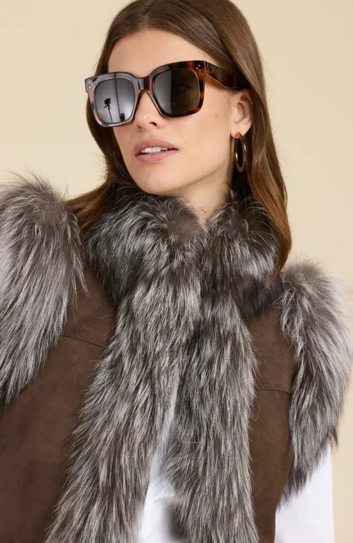 Fur Suede Vest In Walnut