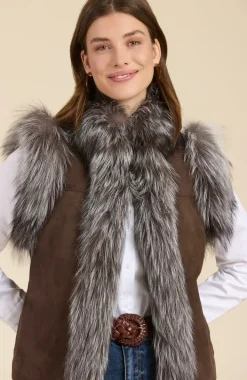 Fur Suede Vest In Walnut