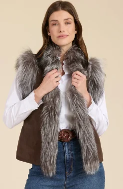 Fur Suede Vest In Walnut