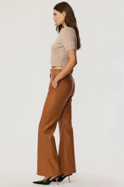 Gaia Vegan Leather Pant In Saddle