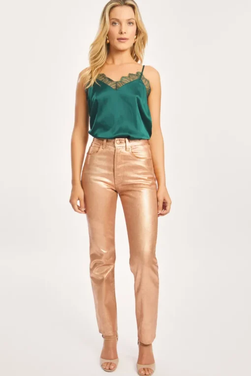 Gia Lace Trim Tank In Botanical Garden