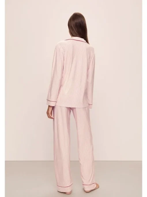 Gisele Long PJ Set In Duo Stripe Haute Red