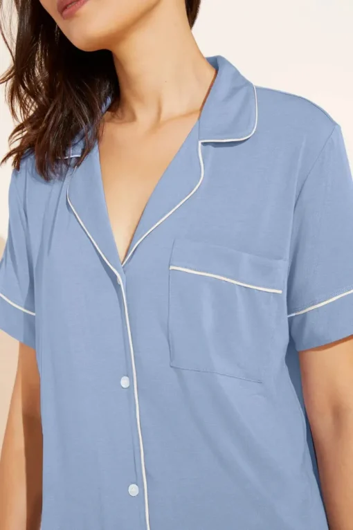 Gisele Relaxed Short PJ Set In Blue/Ivory