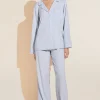 Gisele Tencel Modal Long PJ Set In Ice Blue/Ivory