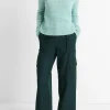 Italian Marled Alpaca-Blend Crew Neck Sweater In Wave Gem