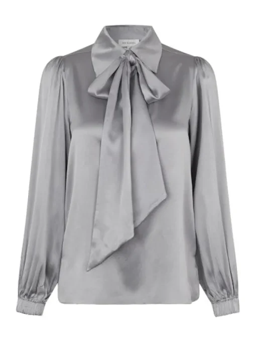 Kikki Bow Blouse In Steel