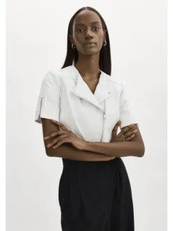 Kirsi Cropped Biker Jacket In White