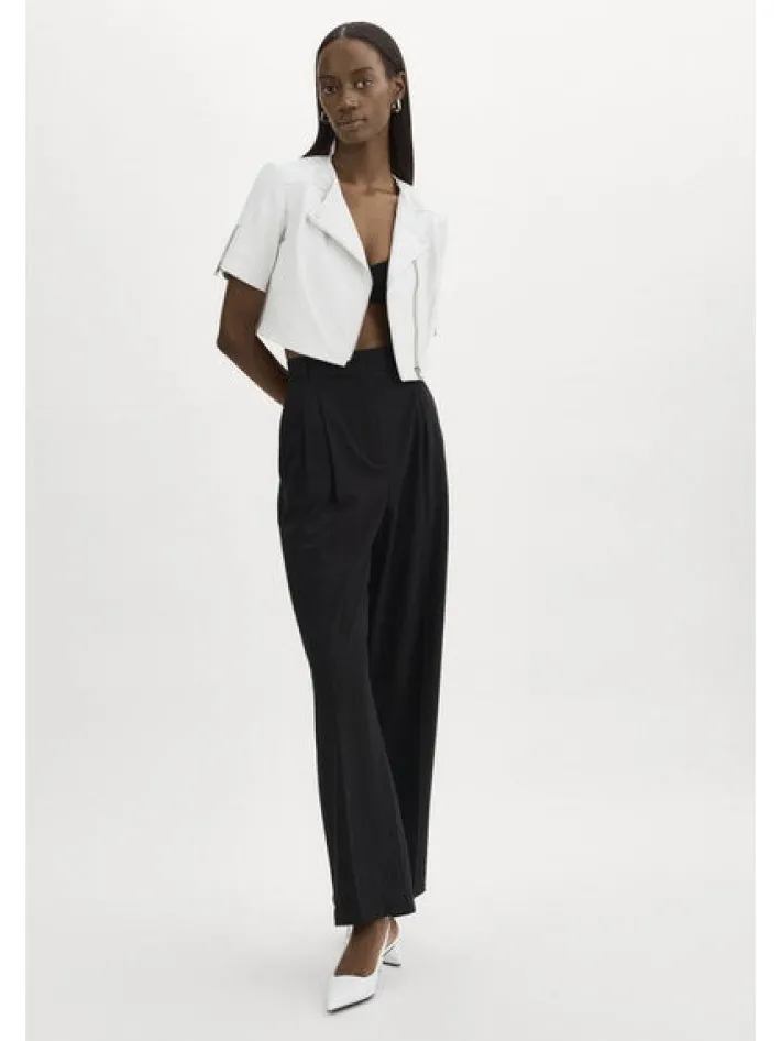 Kirsi Cropped Biker Jacket In White