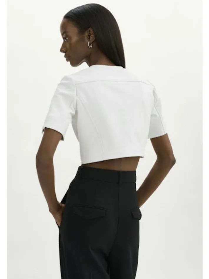 Kirsi Cropped Biker Jacket In White