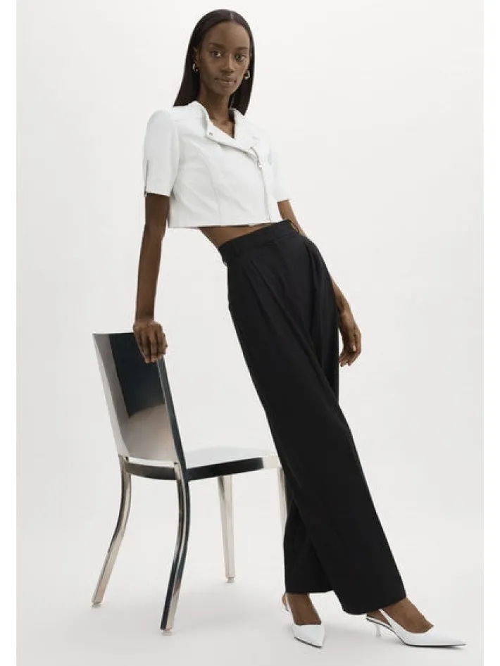 Kirsi Cropped Biker Jacket In White