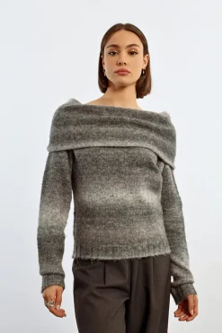 Knitted Sweater In Ash Dark Grey