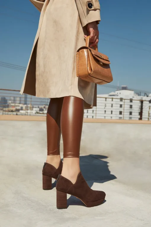 Lesia Suede Bootie In Dark Oak Suede