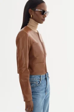 Linette Leather Jacket In Luggage
