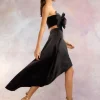 Livia Satin High Low Skirt In Black
