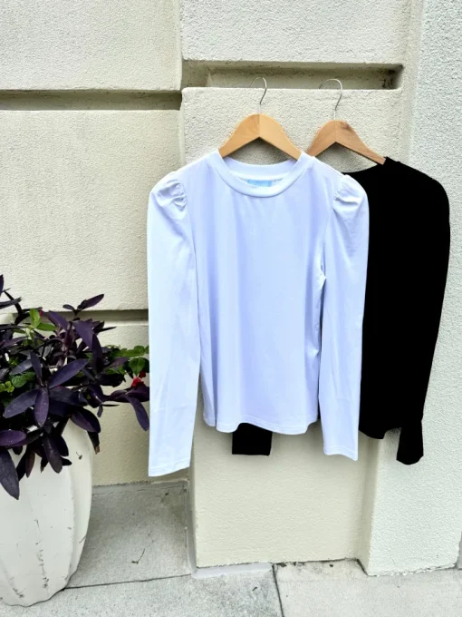 Long Puff Sleeve Tee In Black