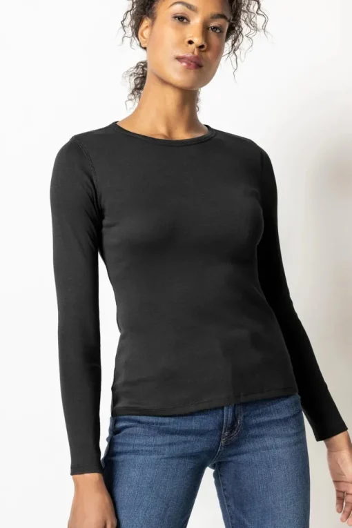 Long Sleeve Crew Tee In Black
