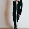 Long Sleeve Polo Dress In Black/Sand Combo