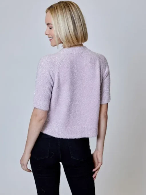 Lurex Button Down Sweater In Sugar Plum Combo