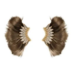 Luxe Mini Madeline Feather Earrings In Brown