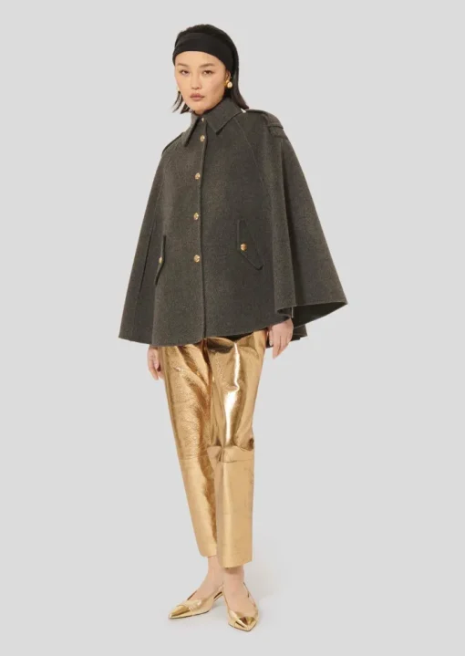 Majorelle Double-faced Cape Coat In Charcoal Grey