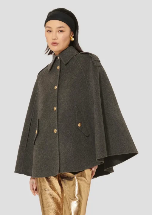 Majorelle Double-faced Cape Coat In Charcoal Grey