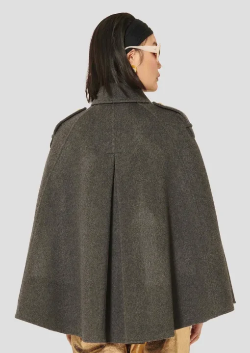 Majorelle Double-faced Cape Coat In Charcoal Grey