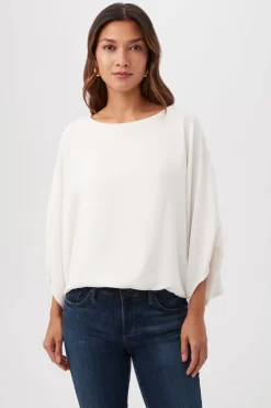 Manhattan Dolman Sleeve Blouson Top In Winter White