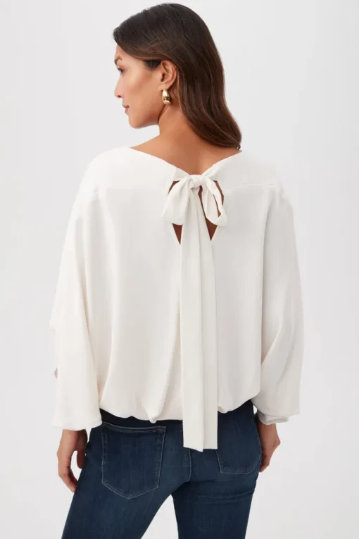 Manhattan Dolman Sleeve Blouson Top In Winter White