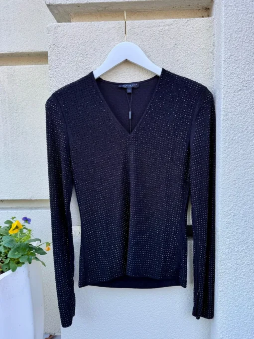 Mariah V-Neck Beading Blouse In Black