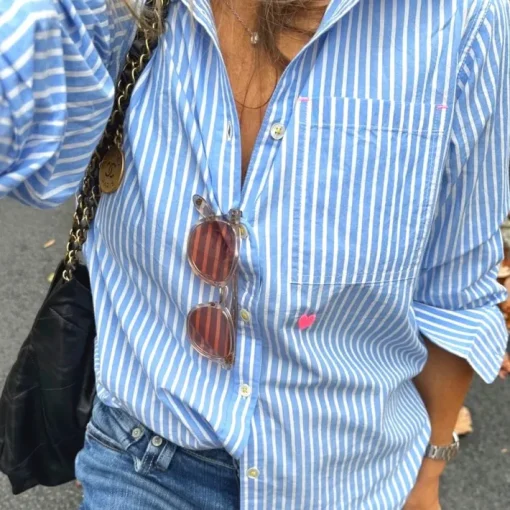 Mia Shirt In Blue/White Stripe