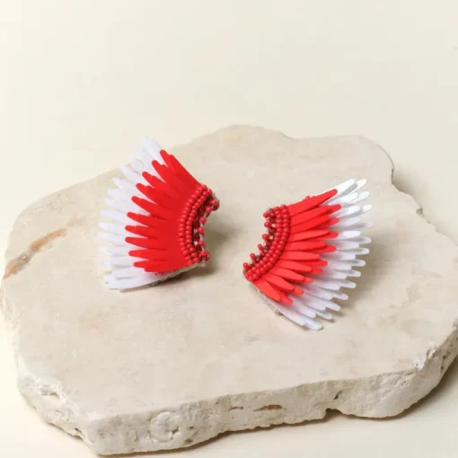 Mini Madeline Earrings In Red/White