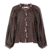 Minka Long Sleeve Blouse In Brown Block Print