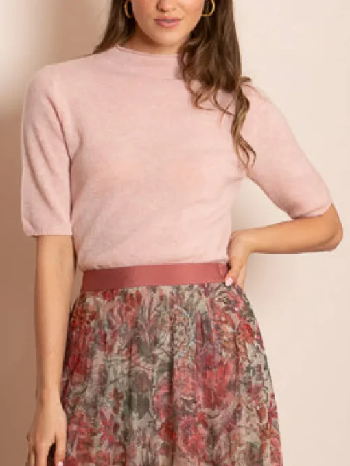 Mya Cashmere Mock Neck Sweater In Pink