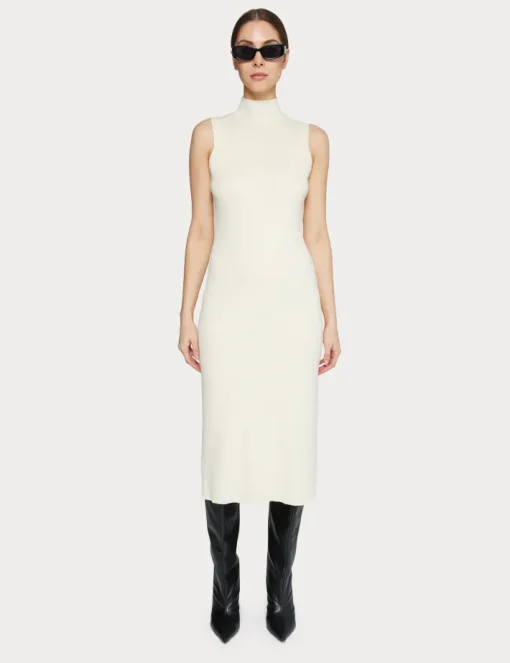 Naomi Modal Ribbed Dress In Ivory