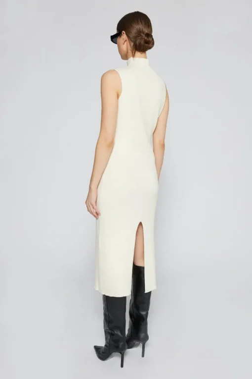 Naomi Modal Ribbed Dress In Ivory