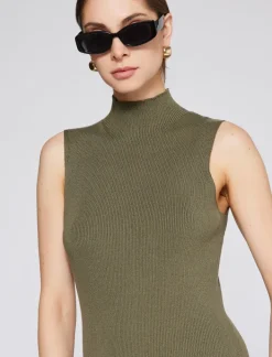 Naomi Modal Ribbed Dress In Olive