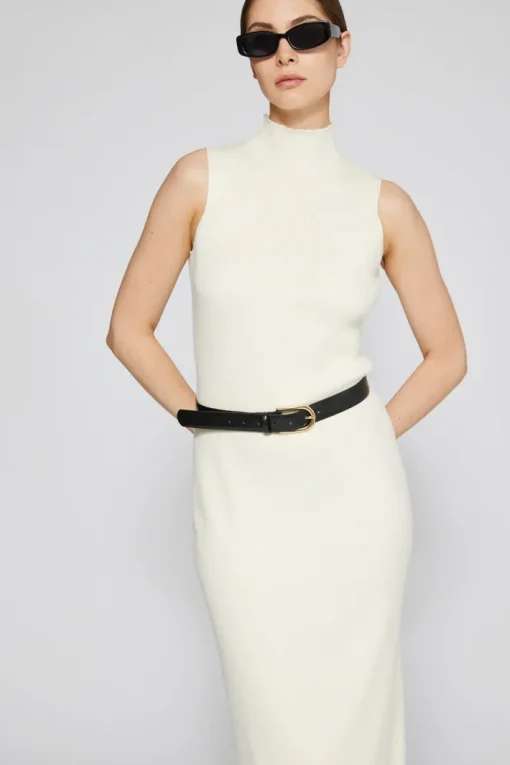 Naomi Modal Ribbed Dress In Ivory