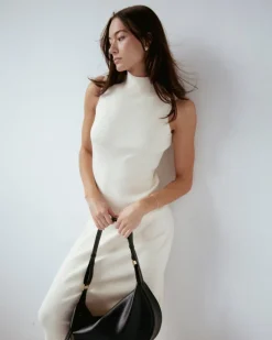 Naomi Modal Ribbed Dress In Ivory