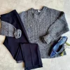 Open Gauge Crew Neck Sweater In Graphite