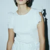 Philo Knitted Frill Tank In Off White