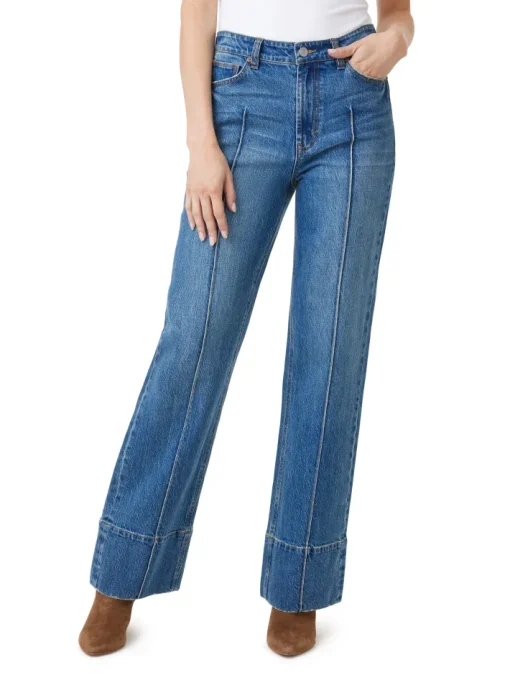 Pintuck Pleat Straight Leg Jean In Baltic