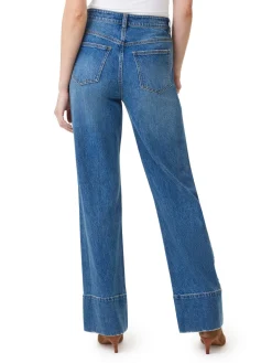 Pintuck Pleat Straight Leg Jean In Baltic