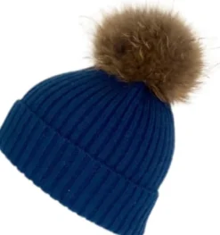 Pom Hat In Denim Blue