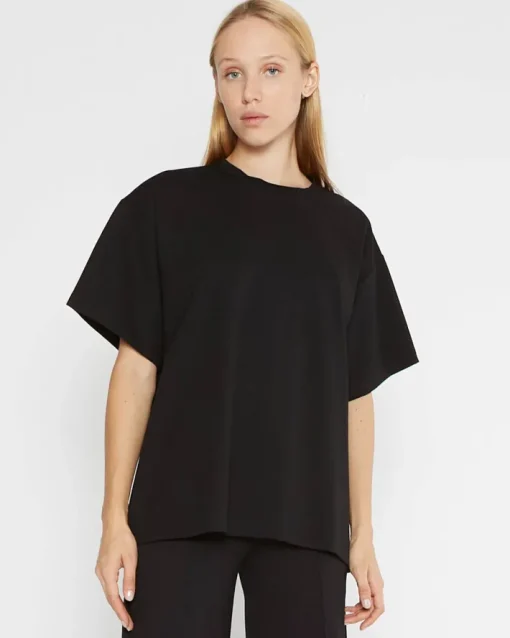 Ponte Knit Oversized Shirt In Black